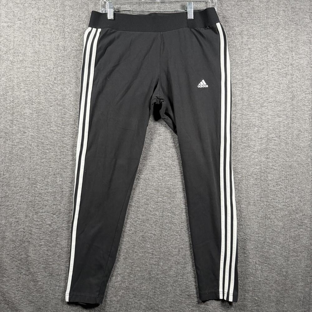 Adidas Pants Mens XL Black 3-Stripes Track Tapered Athletic Stretch Knit